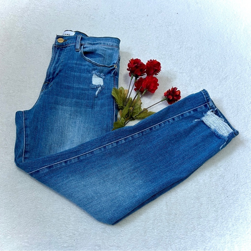 FRAME Le High Straight Distressed Jean - Size 28